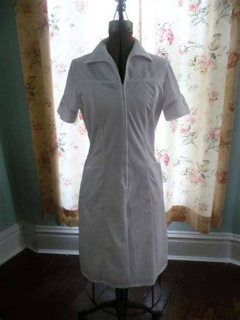 Vintage White Nurses Uniform Dress By Woolco Great For Etsy Uniform Dress Nurse Dress