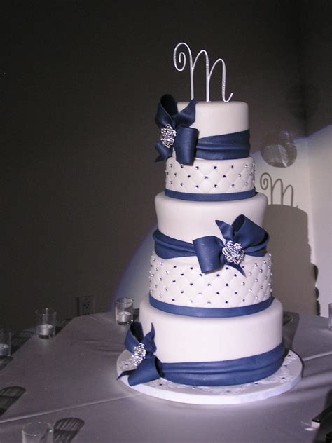 Navy Blue And White Wedding Cake
