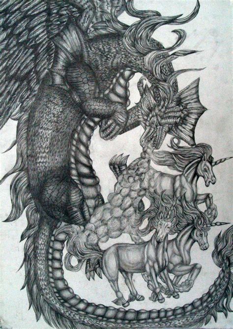 Dragon And Unicorns By Emeraldnephilim8 On Deviantart