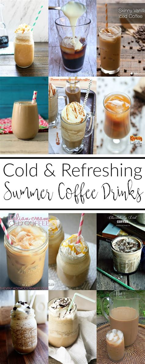 Collage Of Cold And Refreshing Summer Coffee Drinks With Text Overlay