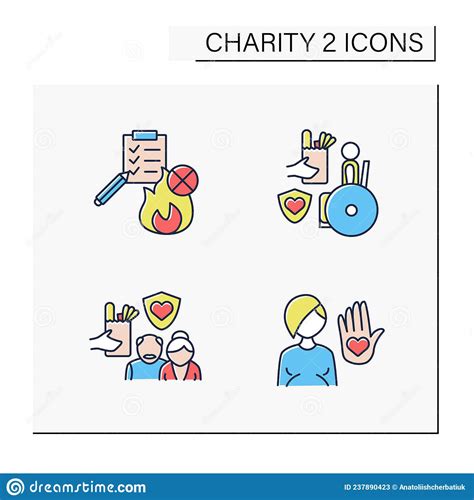 Charity Color Icons Set Stock Vector Illustration Of Donate 237890423