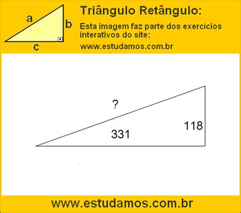 Exercício On Line Com Cálculo da Hipotenusa de Triângulo Com Catetos