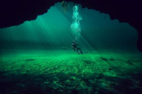 Premium Photo Underwater World Cave Of Yucatan Cenote Dark Landscape
