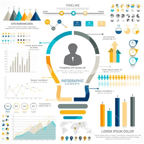 Creative Timeline Infographic Elements With Statistical Graphs Royalty