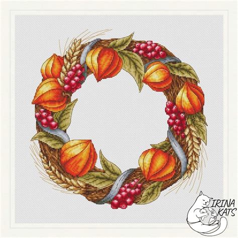 Autumn Wreath Cross Stitch Pattern Pdf Instant Download Etsy