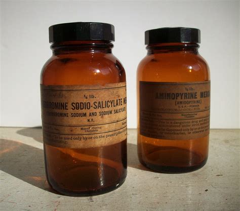 Vintage Pharmacy Merck Drug Bottles Brown Glass Plastic