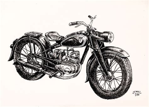 Ink Pen Drawings Classic Motorcycles Drawings