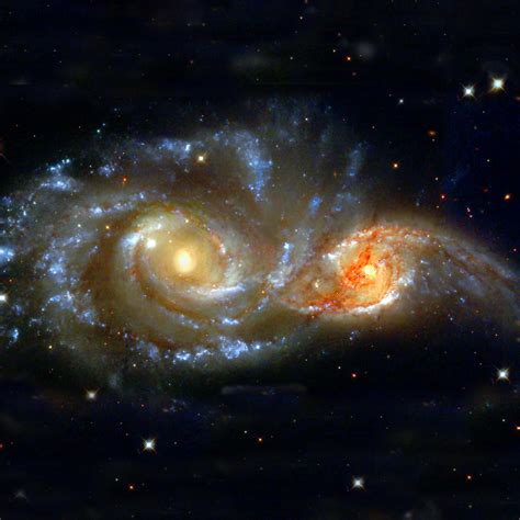 Two Colliding Spiral Galaxies Photo Sky Image Lab