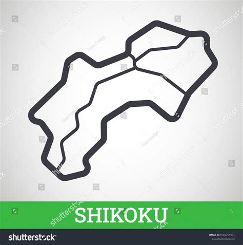 Simple Outline Map Shikoku Region Japan เวกเตอร์สต็อก ปลอดค่า
