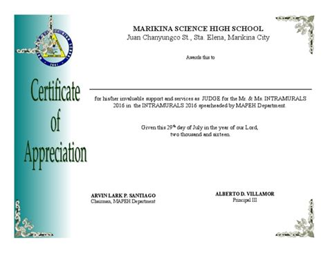Certificate Of Appreciation Judge Mr And Ms Pdf
