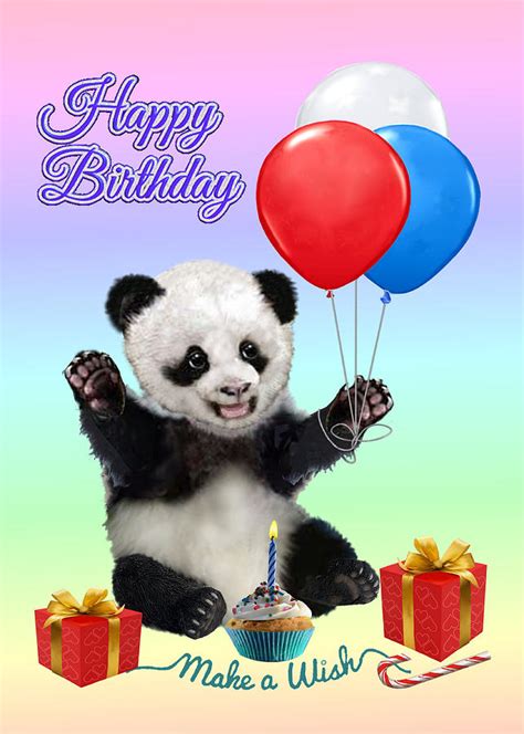 Baby Pandas Happy Birthday Digital Art By Glenn Holbrook Fine Art