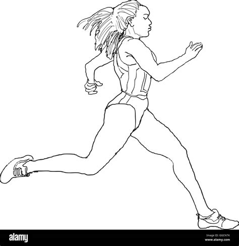 black girl athlete running stock vector images alamy