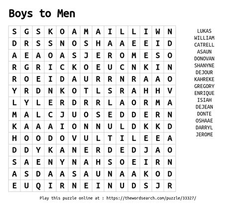 Download Word Search On Boys To Men