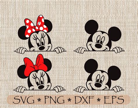 Minnie Peeking 2 Mickey Mouse Outline Svg Stitch Silhouette Etsy Images