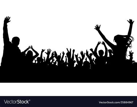 Crowd Cheer People Silhouette Applauding Audience Vector Image