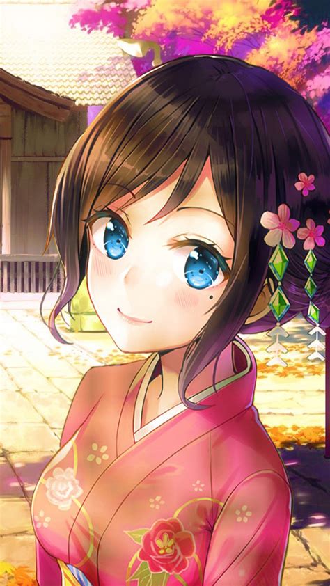Kimono Girl Anime Hd Mobile Wallpaper Kimono Anime Girl 1080x1920