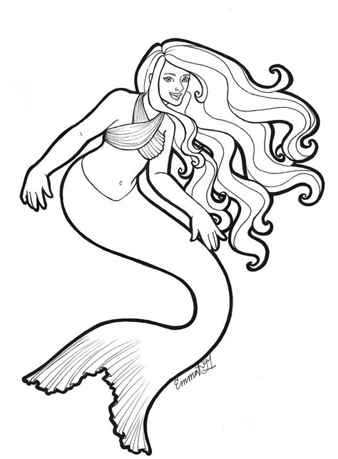 Playful Mermaid Lineart By Emma Jen On Deviantart