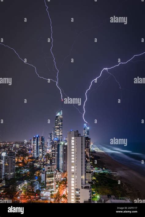 Electrical Storm On The Gold Coast Australia Stock Photo Alamy