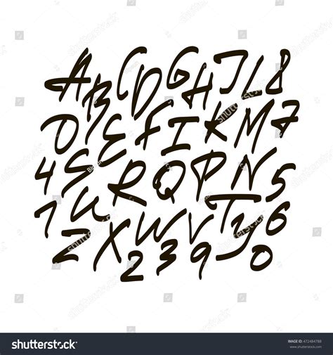 Vector Alphabet Lettersblack Handwritten Font Drawn Stock Vector