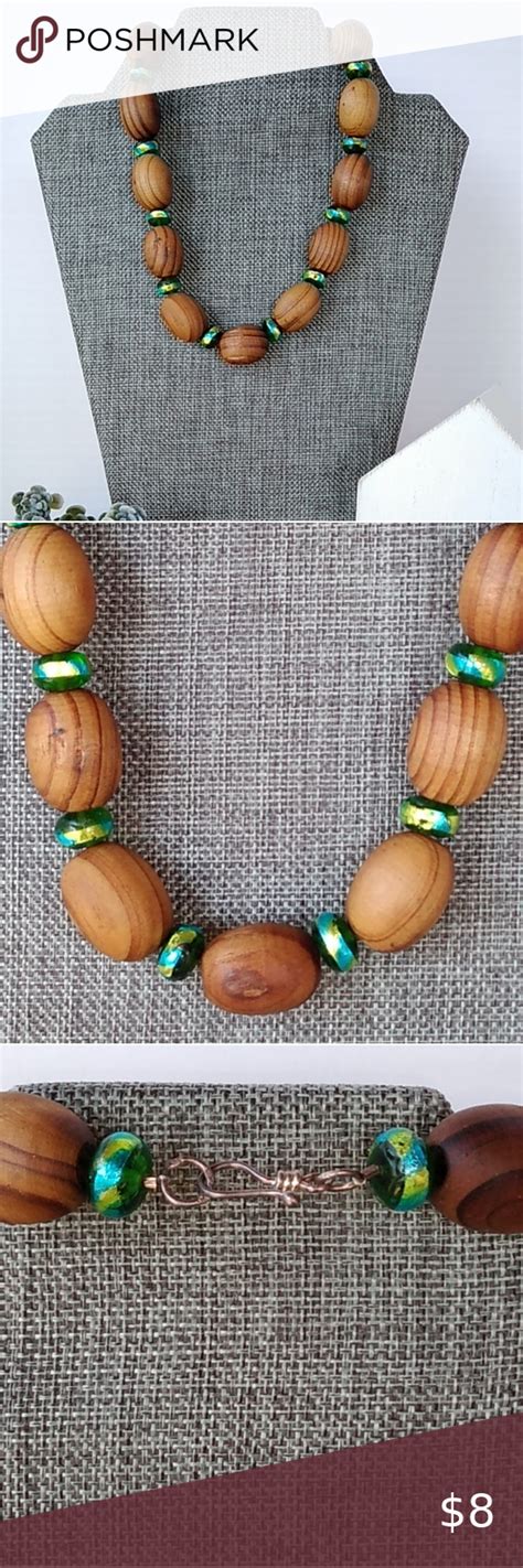 Boho Style Chunky Wooden Bead Necklace In Beaded Necklace