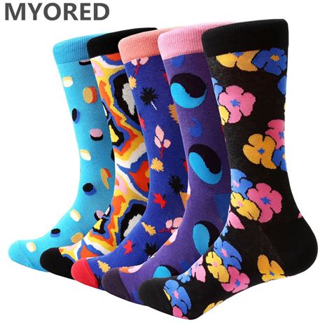 Myored 2018 New 5 Pairlot Mens Socks Cotton Colorful Funny Business