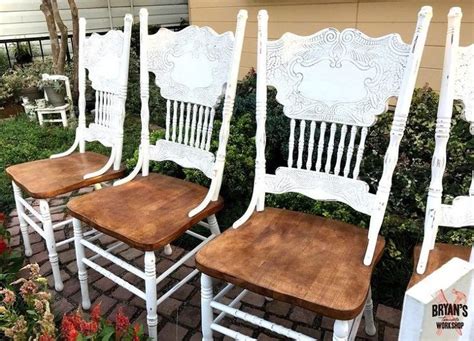 Diy Chalk Painted Oak Pressed Back Chairs Furniture Makeover Oak