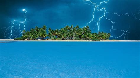 Tropical Desktop Wallpaper Lightning Storm On Island 1680x1050