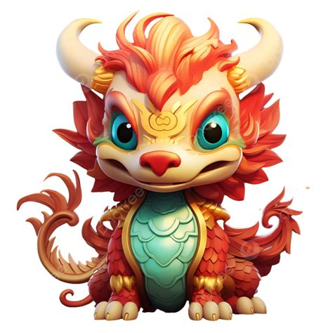 Cute Three Dimensional 3d Red Golden Chinese Dragon Model 2024 New Year Spring Festival Holiday