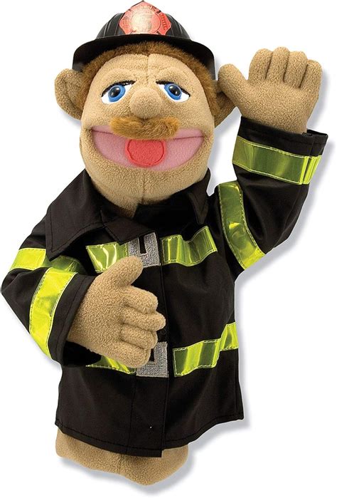 Melissa And Doug Firefighter Puppet With Detachable Wooden Rod Puppets