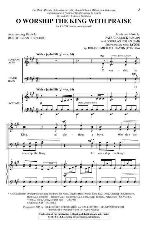 O Worship The King With Praise Sheet Music Douglas Nolan Satb Choir