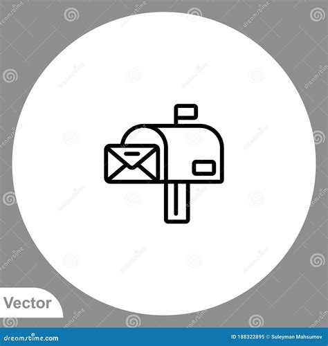 Mailbox Vector Icon Sign Symbol Stock Vector Illustration Of Flag