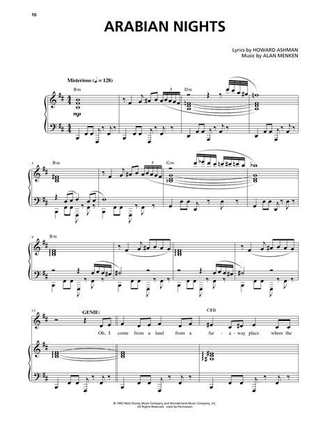 Arabian Nights From Aladdin The Broadway Musical Piano And Vocal Sheet