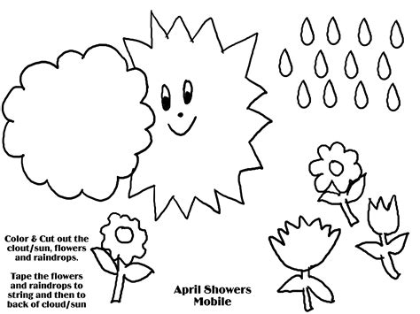 Color the smaller portion of the plate green. April Showers Bring May Flowers Coloring Page at ...