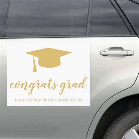 Graduation Gold And White Congrats Grad Elegant Car Magnet Zazzle