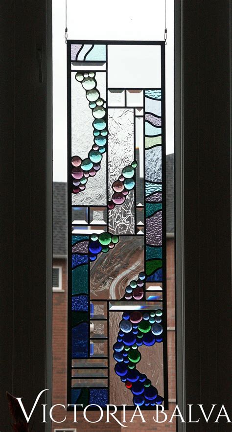 Abstract Stained Glass Panel Town