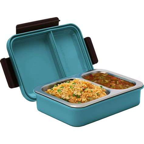 Bento Box With Clip On Lid Leak Proof 2 Compartment Lunch Box Double