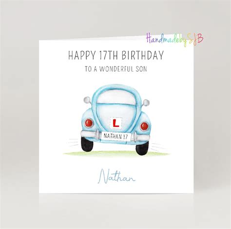 Personalised 17th Birthday Card Car Drivinglearner Driver Theme 6 X