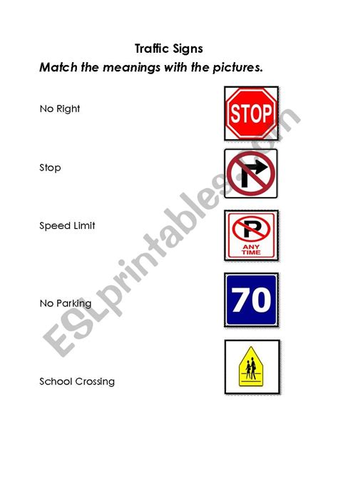 Traffic Signs Esl Worksheet By Husna