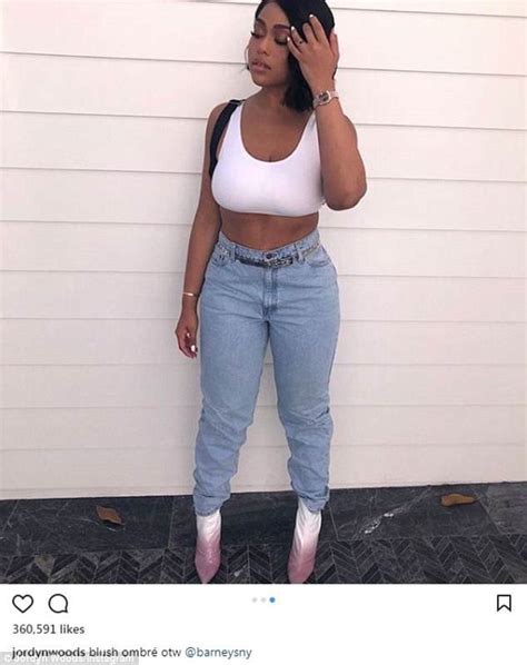Jordyn Woods Flaunts Her Taut Midriff As She Goes Bra Less In Crop Top Daily Mail Online