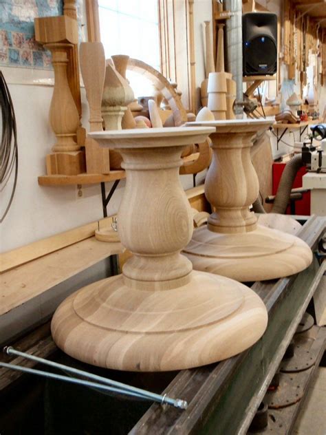 Attach an end apron piece to. Hanson Woodturning | Wood pedestal table base, Diy kitchen ...