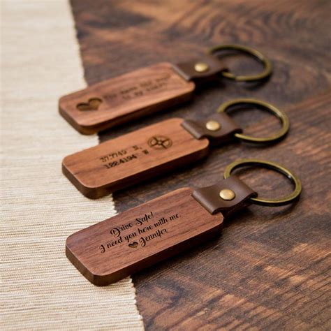 Wooden Keychain Keychain Fob Custom Keychain Wood Anniversary T