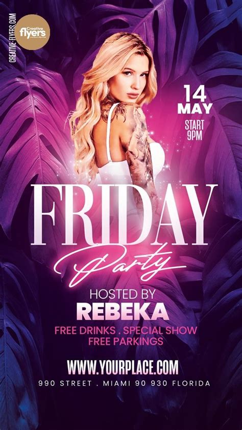 Friday Party Flyer Template Night Club Design Creative Flyers