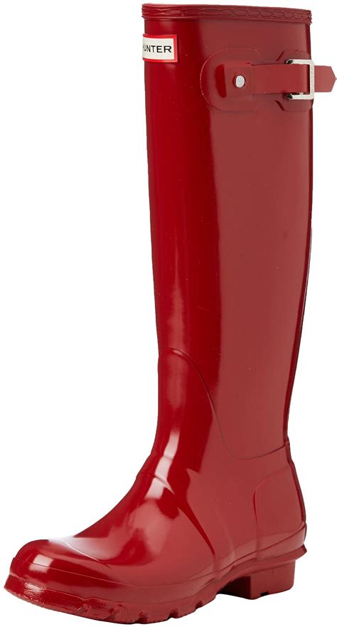 Hunter Womens Original Tall Gloss Rain Boots Military Red Size 7 Ebay