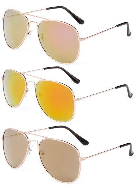 Newbee Fashion 2 Pack And 3 Pack Classic Aviator Sunglasses Flash Full Mirror Lenses Metal Frame