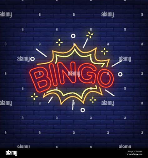 Bingo Letras De Neón Y Explosión Apuesta Gana Diseño De Entretenimiento Noche Signo De Neón