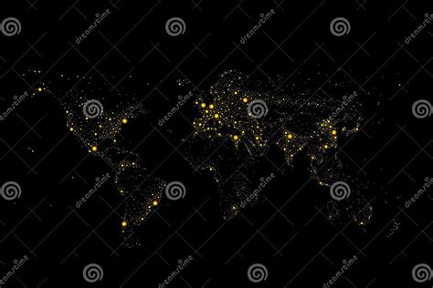 Earth Night Map With Lights Stock Vector Illustration Of Land