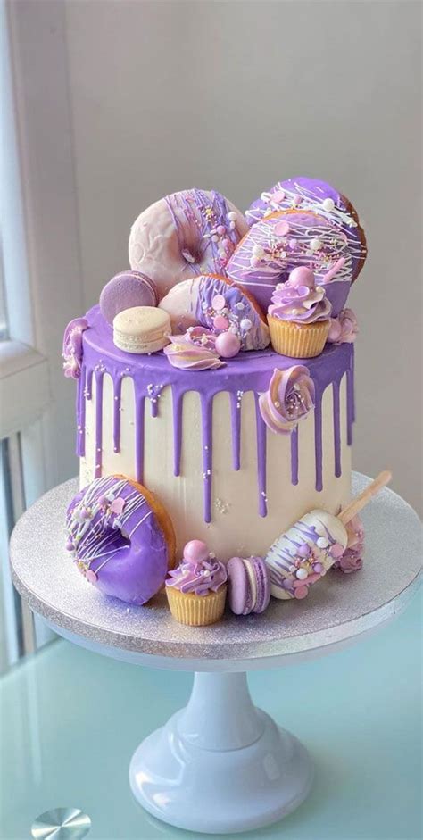 38 Beautiful Cake Designs To Swoon Cake With Purple Icing Drips
