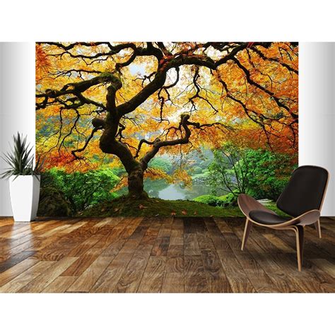 Startonight Mural Wall Art Maple Tree Illuminated Landscape Large