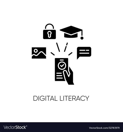 Digital Literacy Black Glyph Icon Royalty Free Vector Image