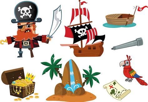 Premium Vector Pirate And His Stuff Vector Illustration